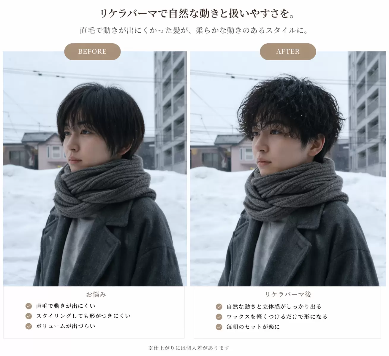 メンズ リケラパーマ ビフォアアフター